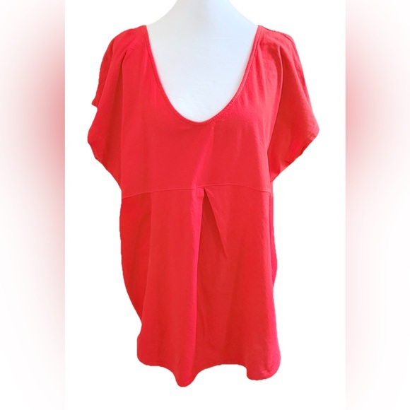 PORRIDGE ANTHROPOLOGIE Tomato Red 100% Cotton Dressed Up T-Shirt Tunic Top M - Picture 1 of 8